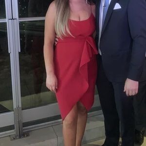 Red spaghetti strap midi dress